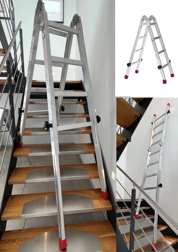 Gödde Treppenleiter 2 x 4 Stufen (Anlegeleiter, Stehleiter, Treppenleiter)