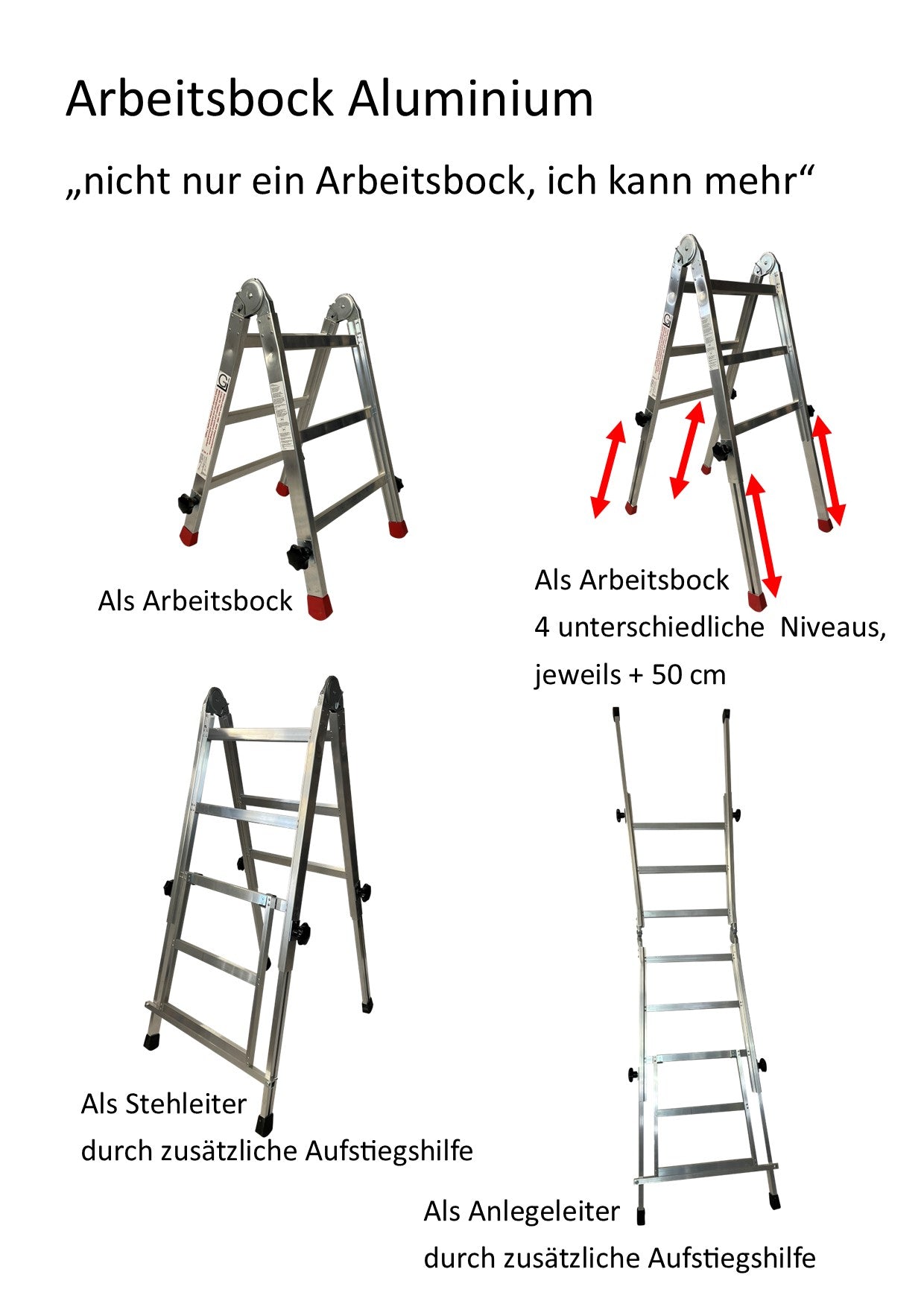 Arbeitsbock Alu mit verstellbaren Beinen